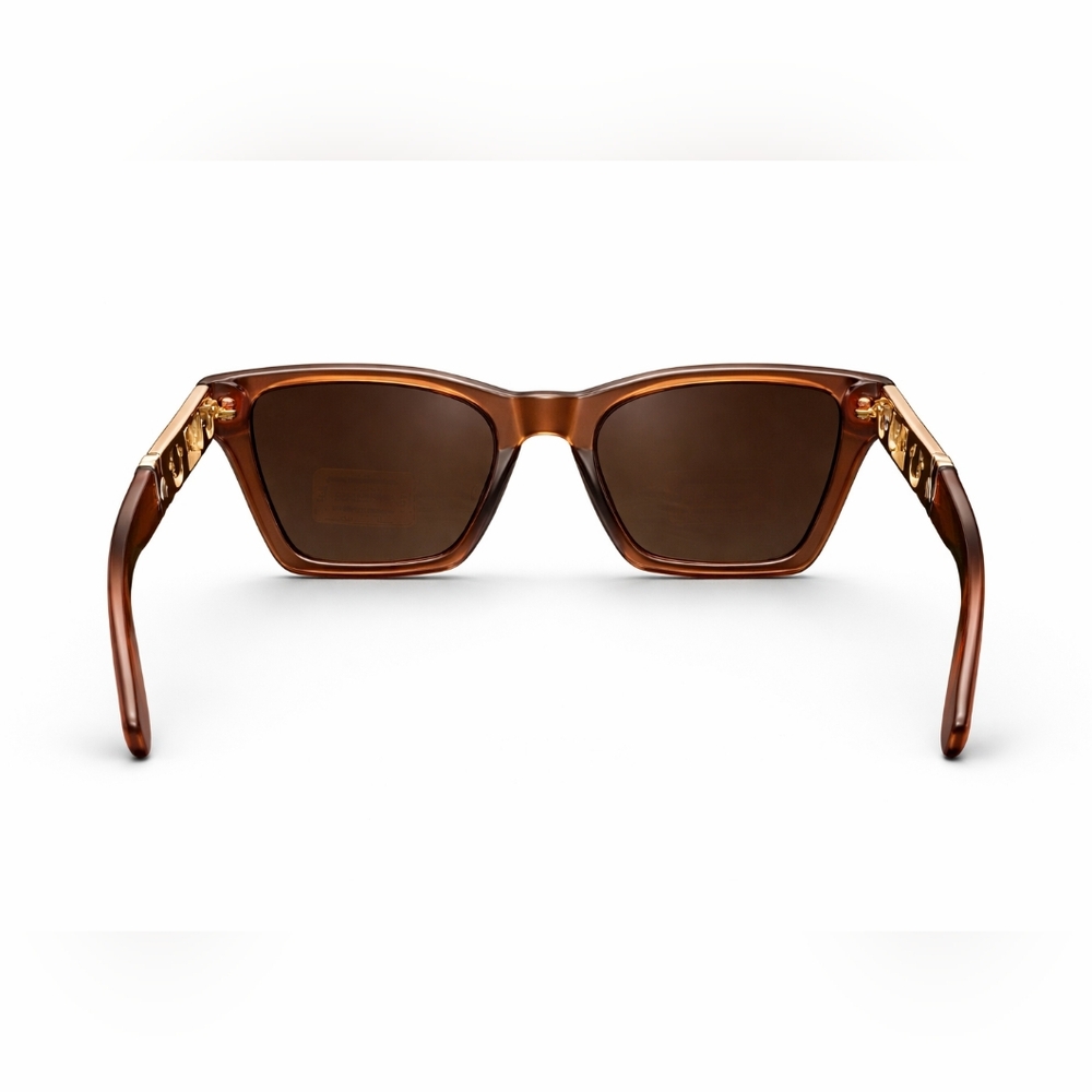 🆕️True Religion Sunglasses Brown Tortoise Gold Horseshoe Square Frame UV400 - Picture 4 of 5